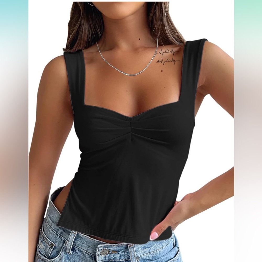 Sexy sweetheart neckline slit bustier tank